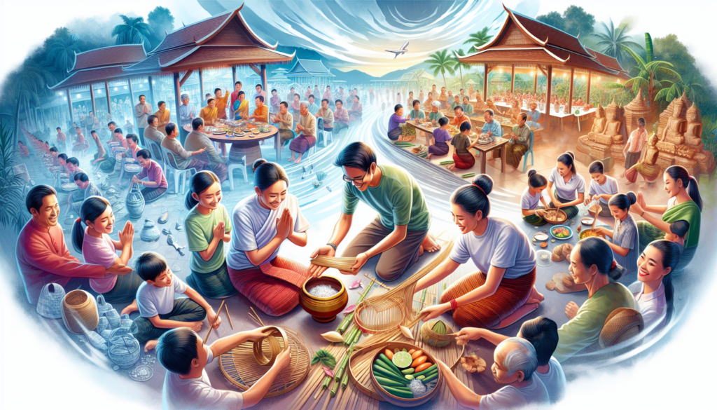 Portrait of people giving alms in Laos
