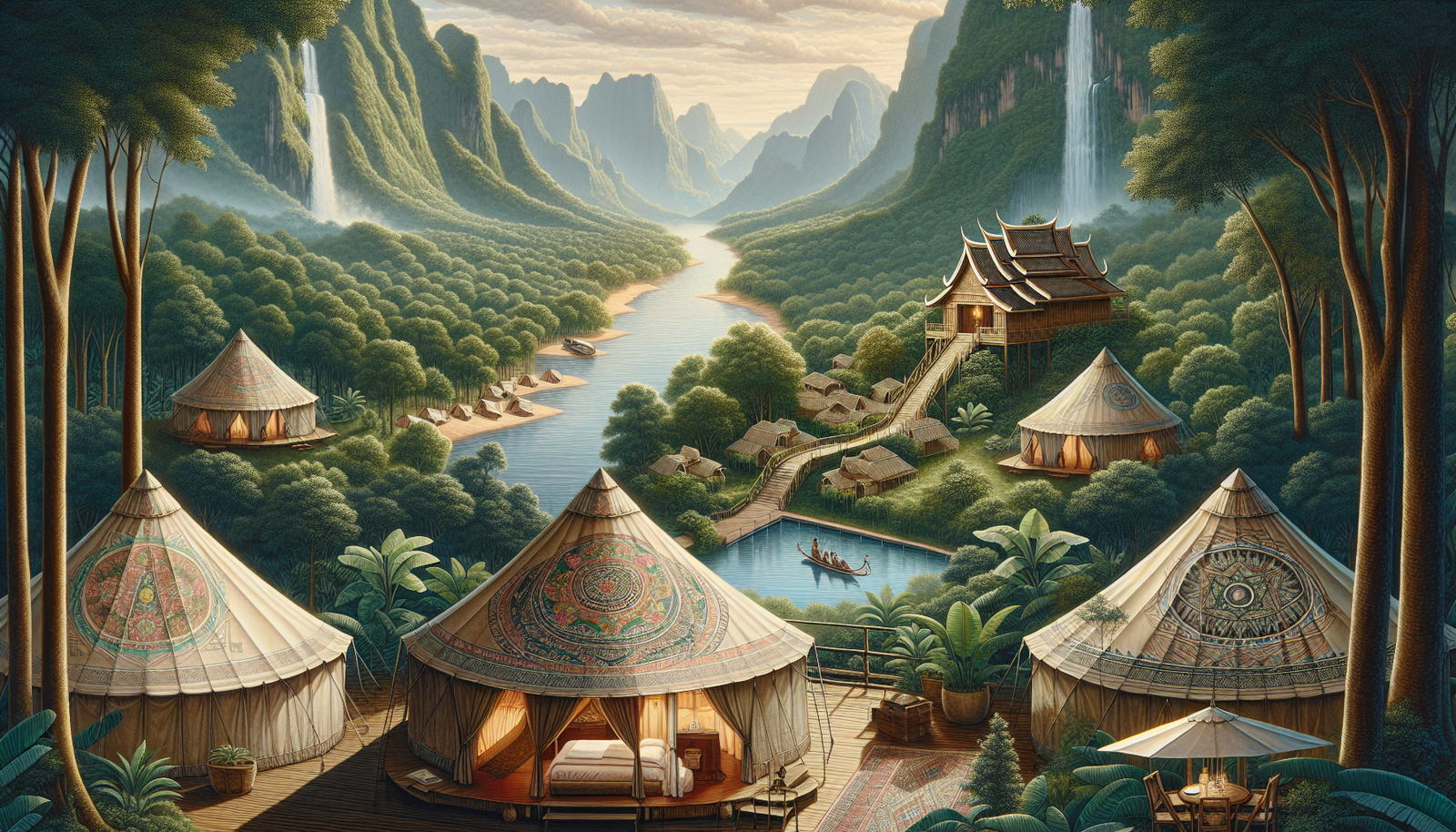 glamping tents by the river