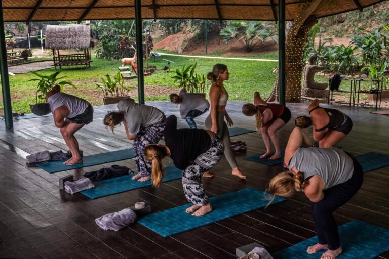 Yoga class by the river, Luang Prabang