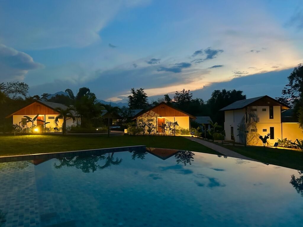swimming pool in the night