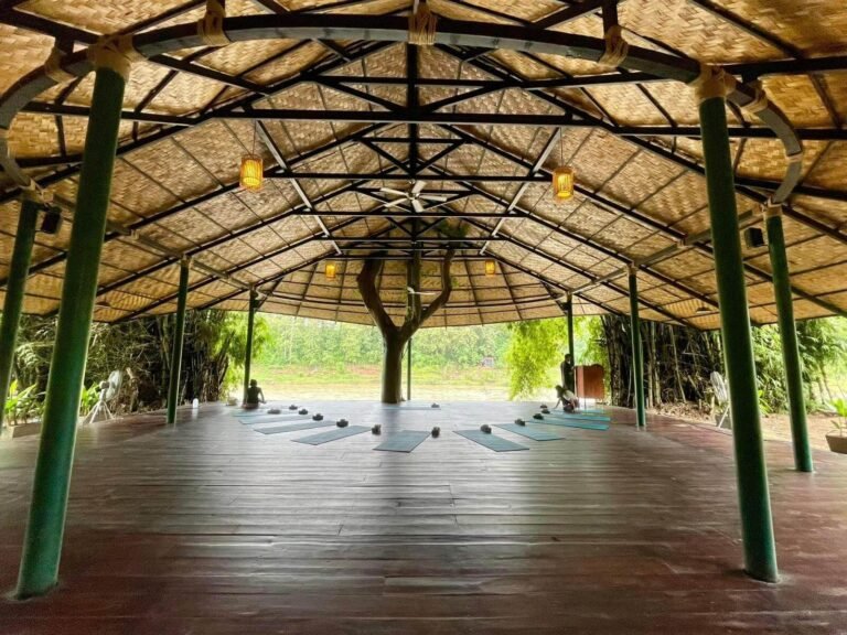 Yoga pavilion by the river in Luang Prabang
