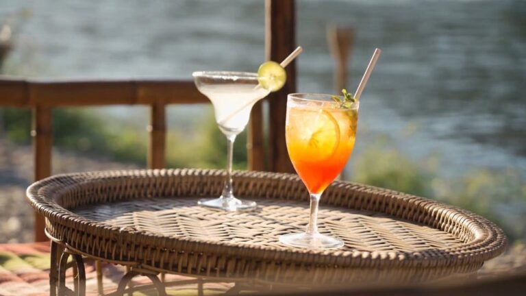 Drinks on the Nam Khan beach