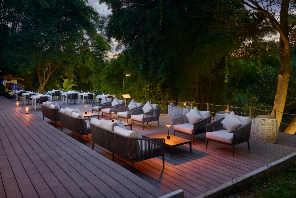 Restaurant terrace at night
