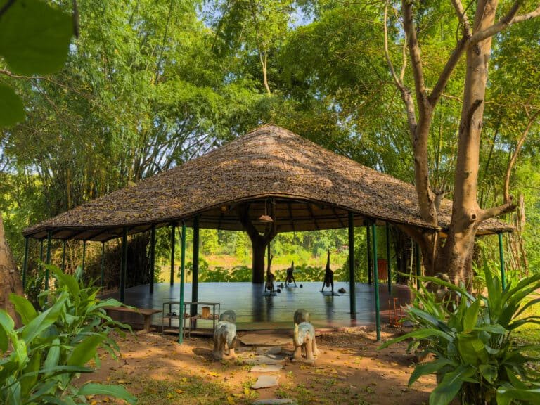 Yoga pavilion by the river in Luang Prabang