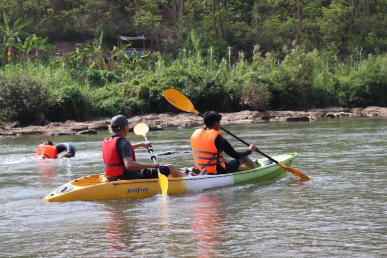 Kayak team in Nam Khan Luang Prabang, Laos